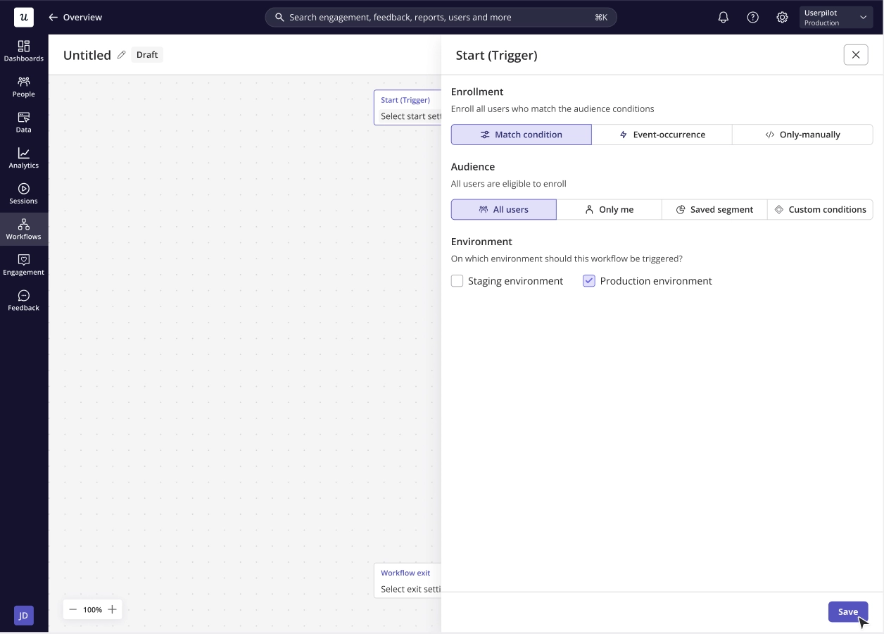 Building your Workflow - Userpilot Knowledge Base